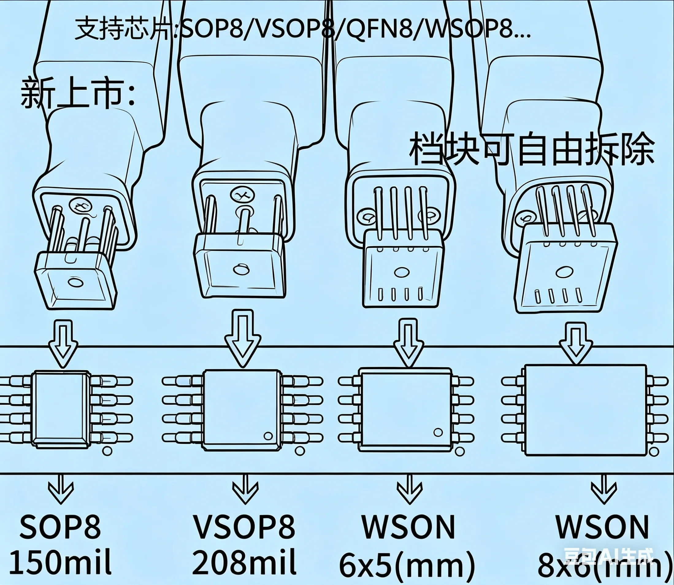2026 TSSOP8 MSOP8 QFN8 SOIC8 SOP8 MIL Probe Line For EEPROM 93CXX/25CXX/24CXX For USB Programmer TL866 RT809F RT809H CH341A