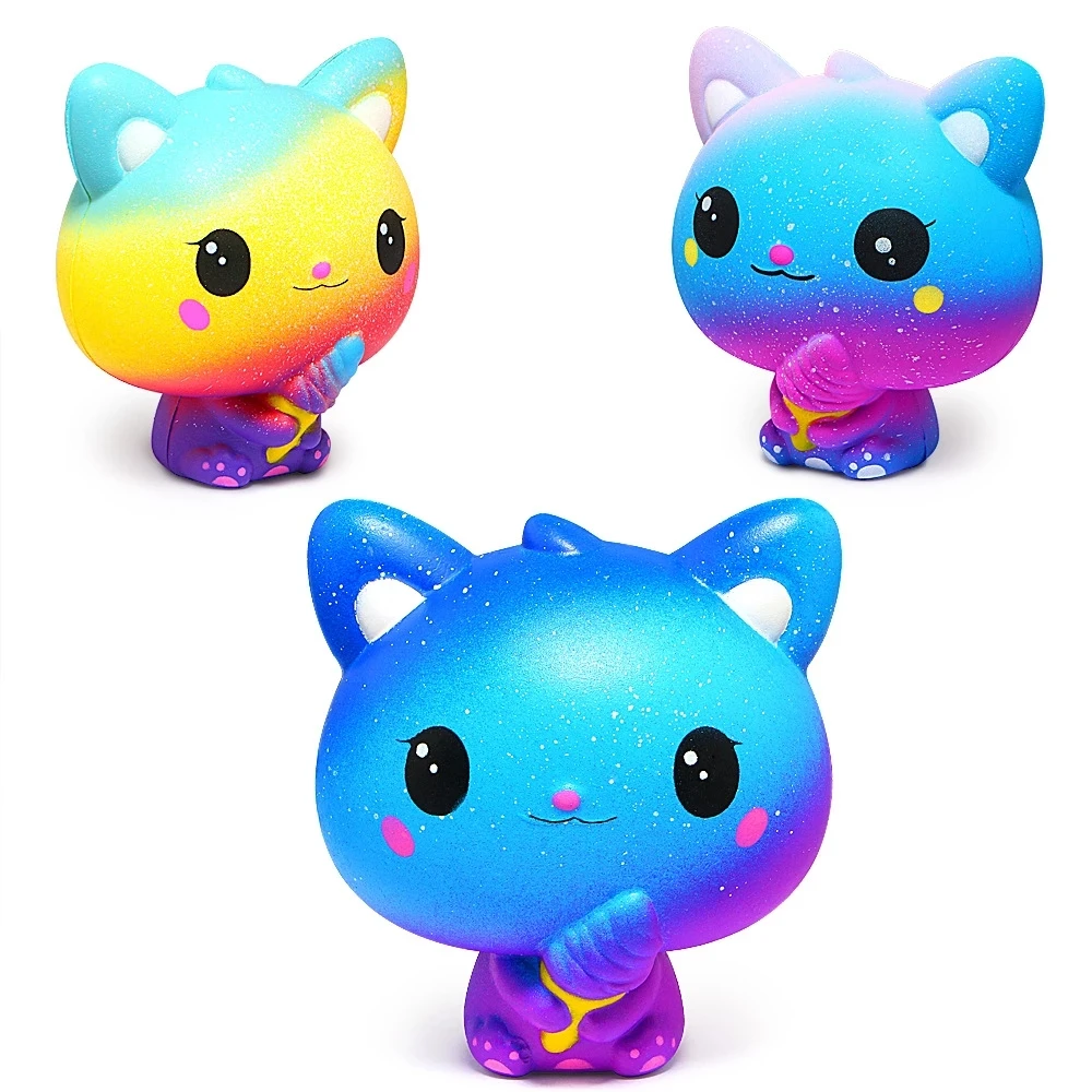 Squihy Slow Rebound Ice Cream Cat Cute Animal Stress Relief Toys Cure Office Stress Reliever Vent Fidget Toys for Kids Adults