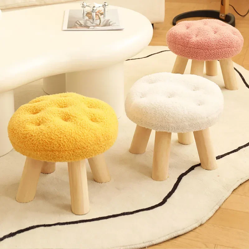 Wood Portable Shoe Foot Stool Ottoman Design Cute Small Modern Round Foot Stool Nordic Design Taburetes Living Room Furnitures