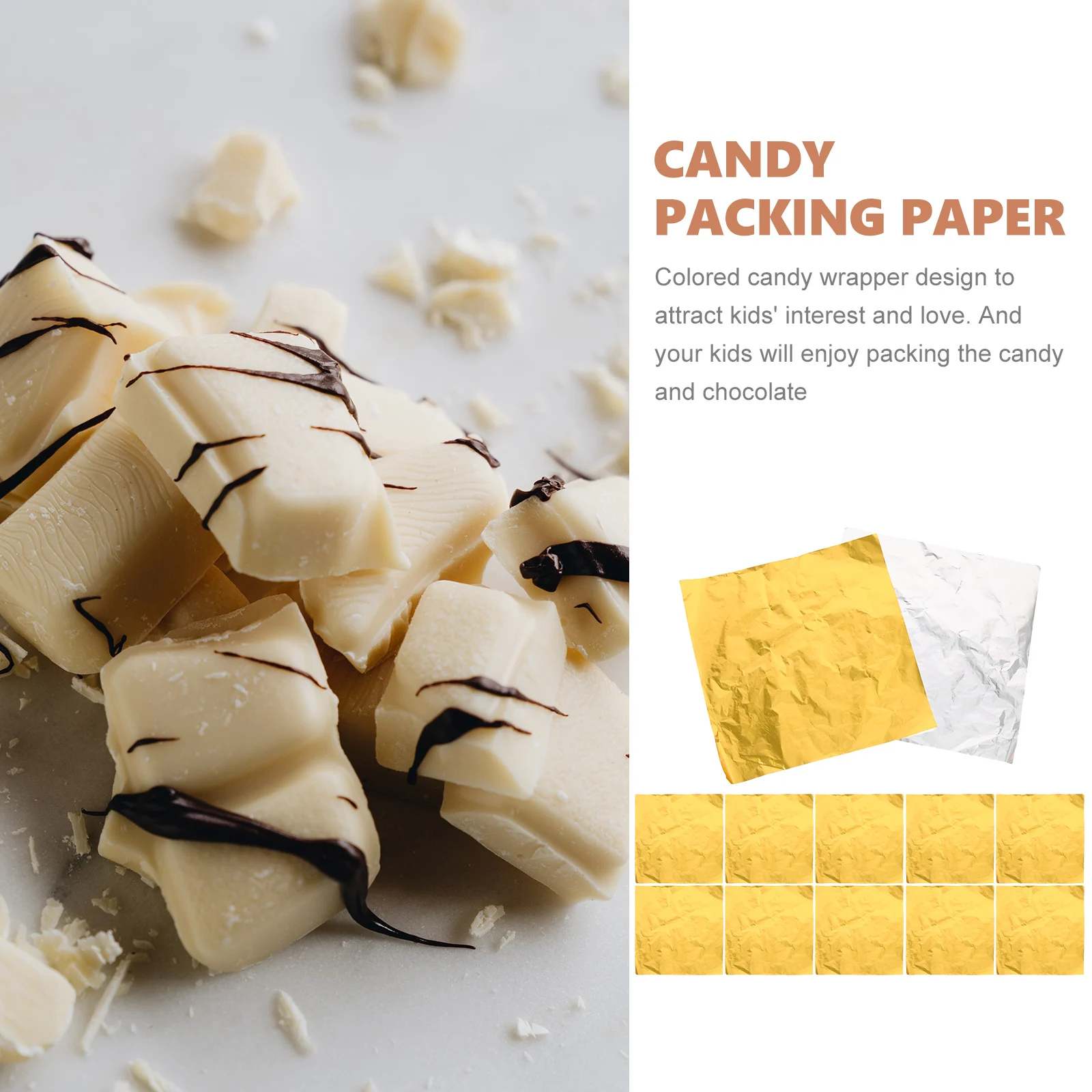 

100pcs Candy Wrapping Paper Aluminum Foil Sheets For Chocolate Caramel Nougat Gift Packaging Diy Craft Party Wedding Home Use