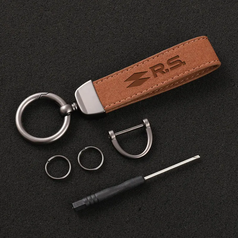 New Suede Keychain Sport Key Ring Custom Gift With Logo For Renault RS Clio Scenic Logan Megane Koleos Sandero Safrane Vel Satis
