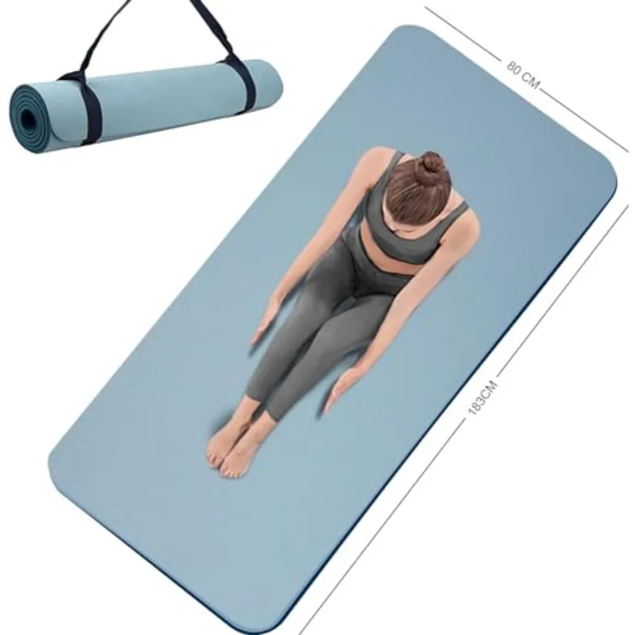 

Yoga Mat Double-Sided Non Slip 72'' x 32'' x 7mm - Extra Wide and Thick Yoga Mat for Women Men Professional TPE Yoga Mats for H
