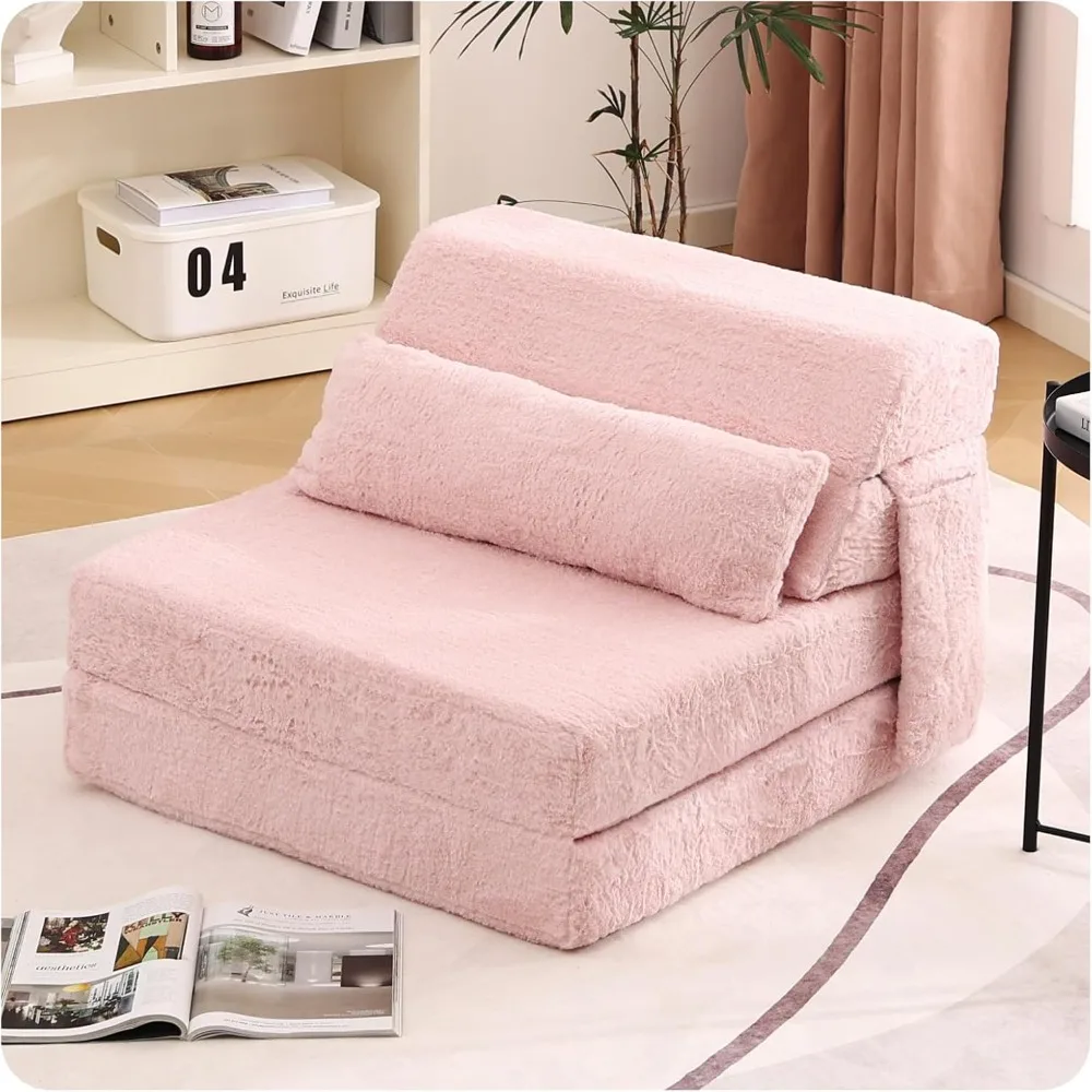 

Tiita Folding Sofa Bed with Pillow Single Size Mattress&Plush Fabric with Portable Storage Bag,Floor Lounger Chair Bed for Livin