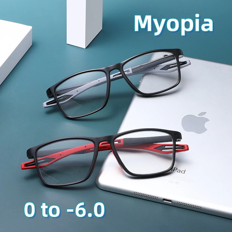 

Ultra Anti-blue Near Sight Eyewear Fashion TR90 Spring Leg Finished Myopia Glasses Retro Square Frame Short Sight Eyeglasses