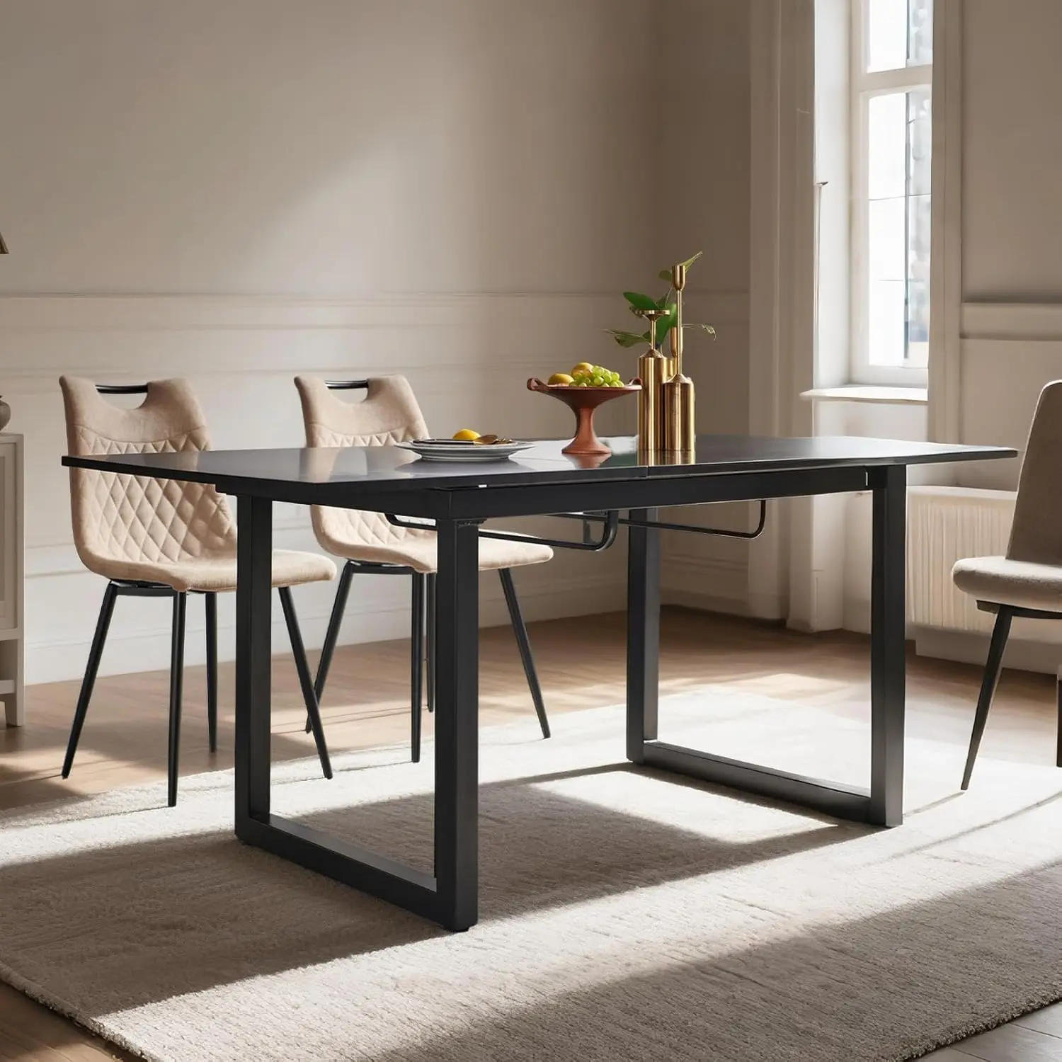 o*-Extendable Dining Table for 4-8 People,70.87''Modern Space-Saving Kitchen Table with Metal Legs,Rectangle Folding, Customized