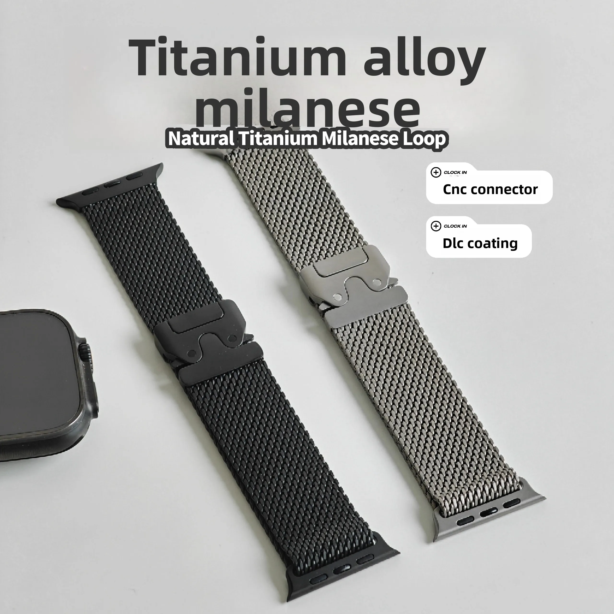 

For Apple Watch Ultra2 Titanium Milanese iWatch S10 S9 Strap High-end version of pure titanium parachute buckle watch strap.