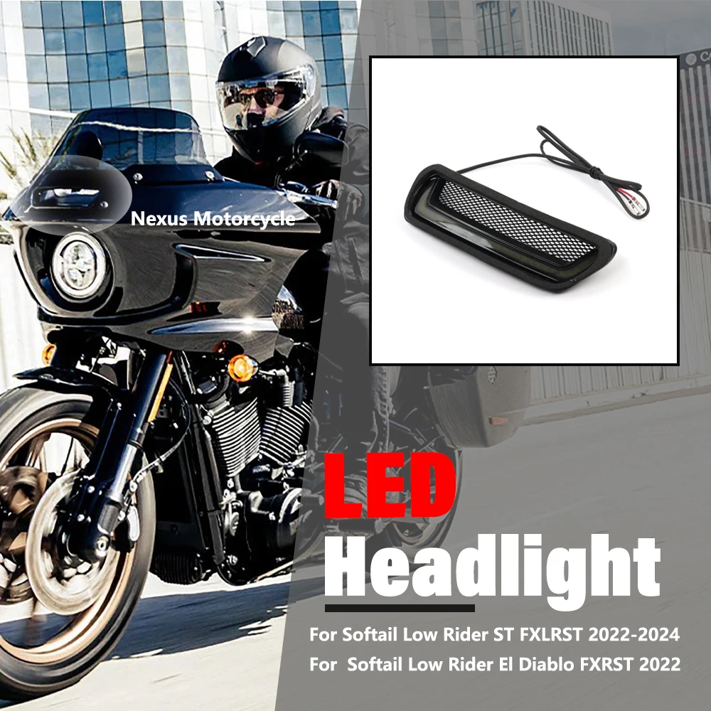 LED Headlight NEW Motorcycle White Tracer Black Vent Accent 2022 2024 Fit For Harley Softail Low Rider ST El Diablo FXRST FXLRST