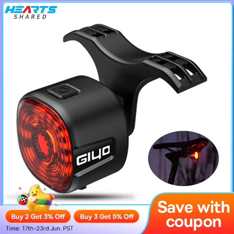 USB Rechargeable Bike Light Bike Rear Light Bike Taillight Rear Bicycle Light Bicycle Smart Auto Brake Sensing Light Waterproof