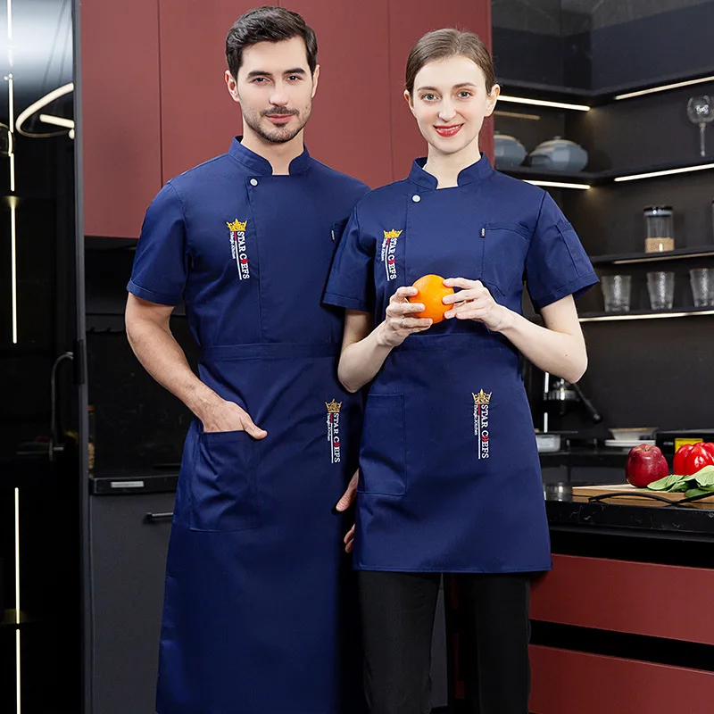 Chef Overalls Short-Sleeved Summer Clothes Hotel Kitchen Dining Canteen Restaurant Baking Men and Women