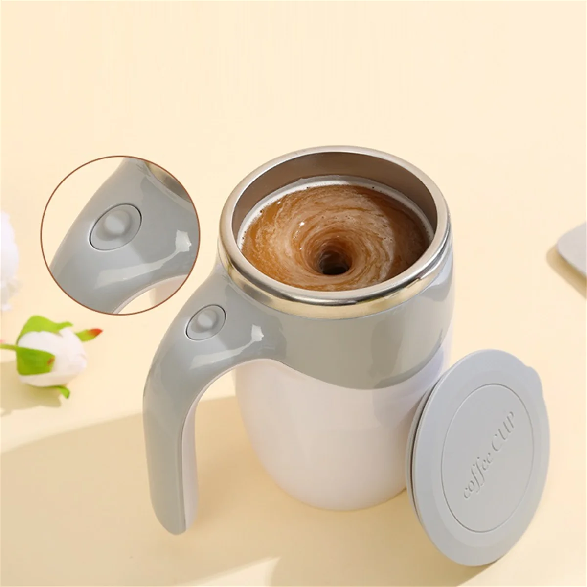 

FIN-oAutomatic Stirring Coffee Cup, Reusable Coffee Cup, Rechargeable Self Stirring Coffee Cup, High Speed Stirring Cup