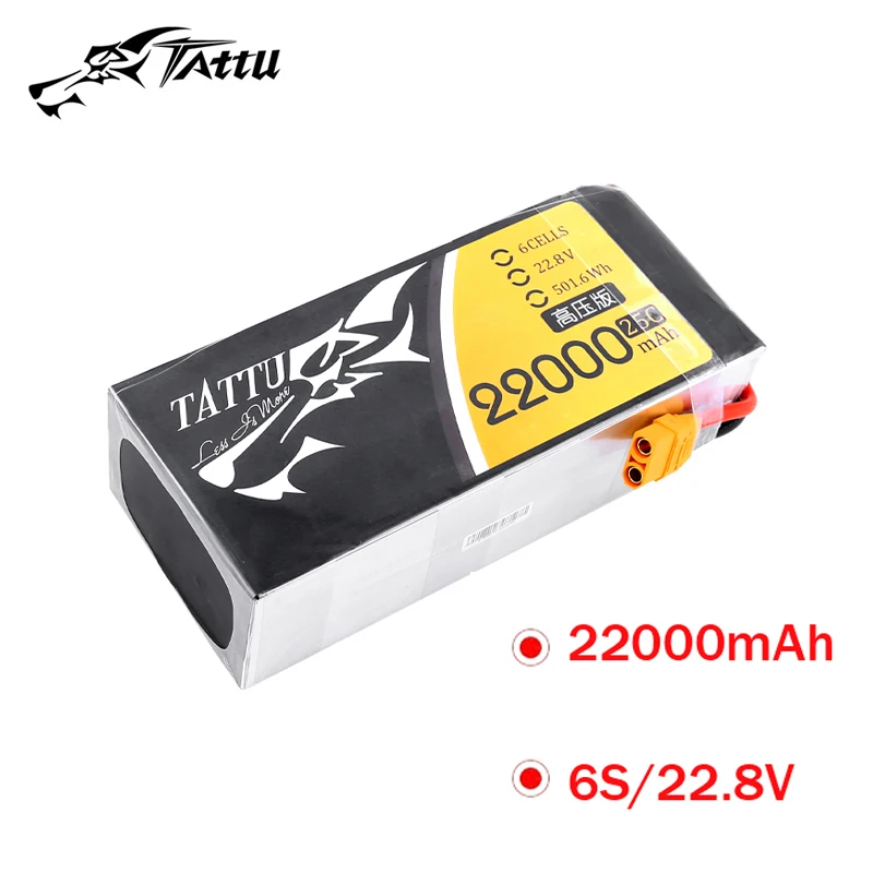 

Upgrade TATTU 22.8V 25C 22000mAh LiPo Battery For RC Helicopter Quadcopter FPV Racing Drone Parts With XT90S/EC5/XT150Plug