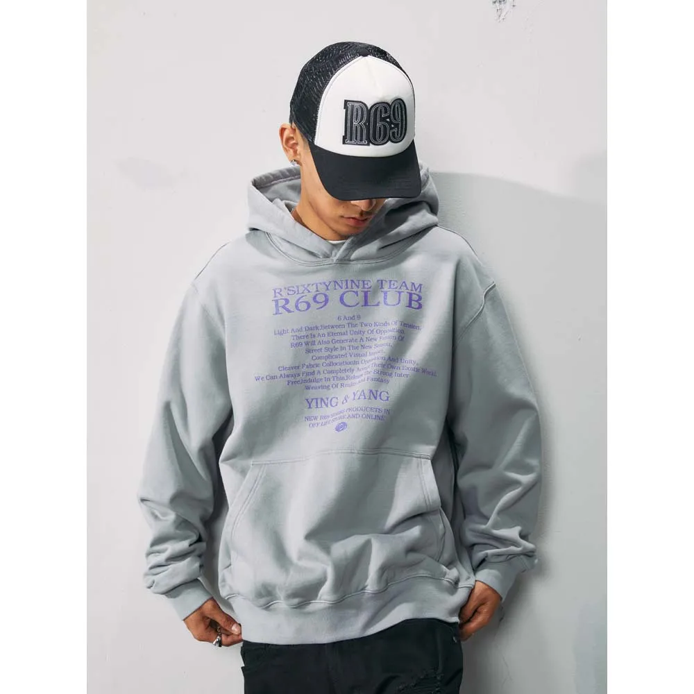 

R69 Hooded Sweater Men's Cleanfit Letter Print Loose Love Heavy Duty Cotton Hoodie