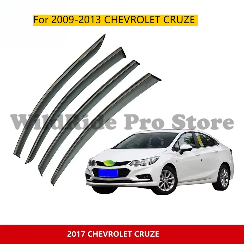 Déflecteurs de visière d'évent, protection contre la pluie pour CHEVROLET CRUZE 2009 – 2013, visières de fenêtre latérales à bande teintée par fumée