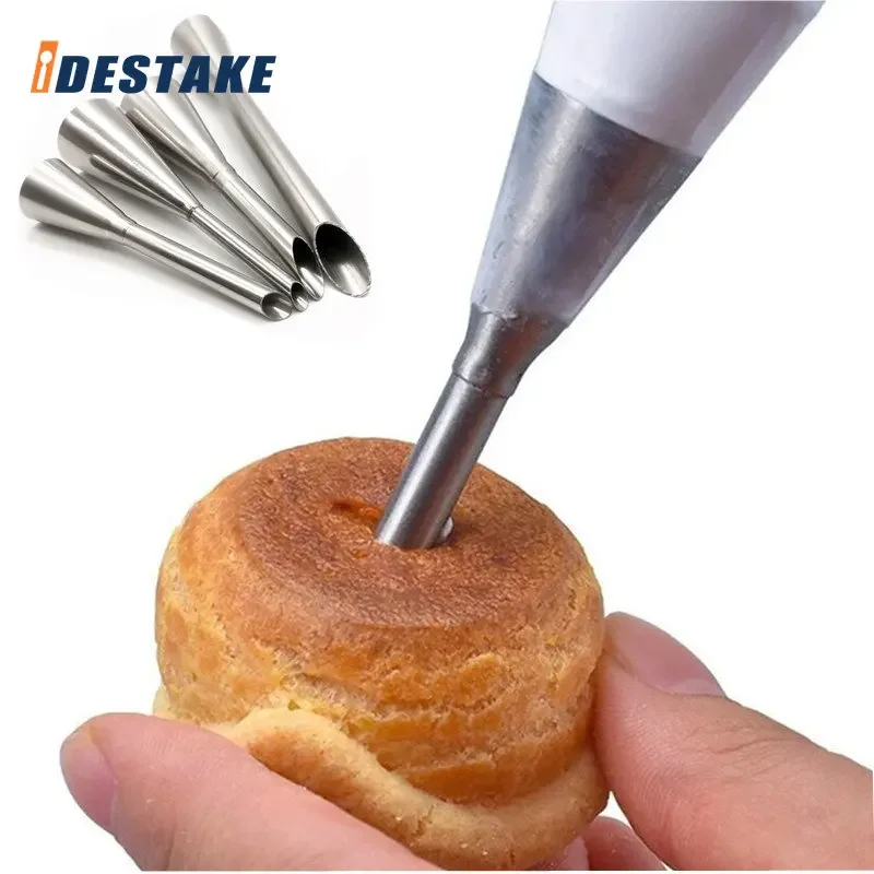 4Pcs/Set Cream Nozzles Pastry Syringe Stainless Steel Icing Piping Nozzles Tip Cupcake Puffs Injection Puff for Pastry Chef Tool