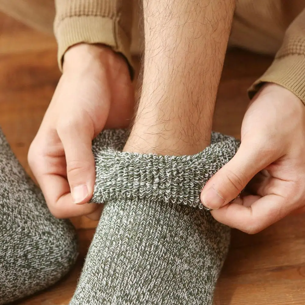 5 أزواج من الجوارب الرجالية الشتوية متوسطة الطول مع جوارب دافئة سميكة وقطيفة