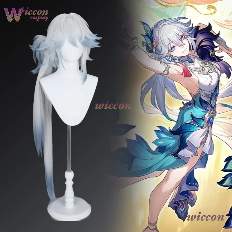 

COsC Honkai Star Rail Yao Guang Cosplay Wig Gray-blue Long Hair The Seer Strategist The Hunt Halloween Party Women Girls Props