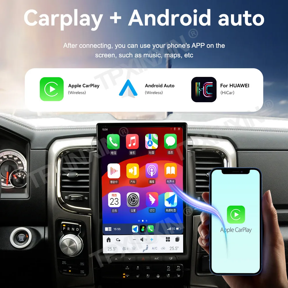 14,4-calowy ekran radia samochodowego Android AUTO dla Dodge Ram 2013 2014 2015 2016 2017 2018 Nawigacja GPS Samochodowy multimedialny jednostka