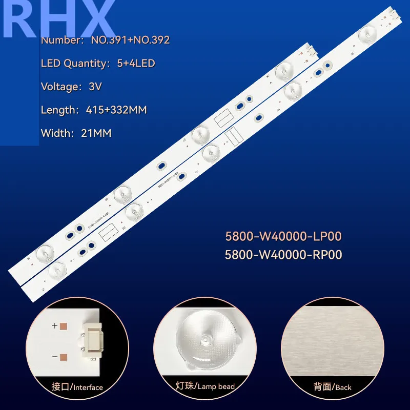 

FOR NS-40E660CN14 5800-W40000-LP00 5800-W40000-RP00 415MM+332MM 3V 5+4LED 100%NEW LED backlight strip