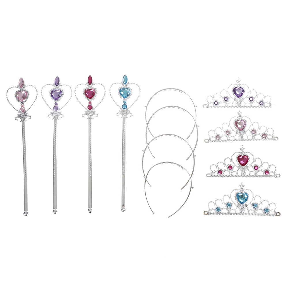 2Pcs/Set Princess Elsa Cosplay Accessories Children Diamond Crowns Tiaras +  Magic Wand Girls Hair Accessories