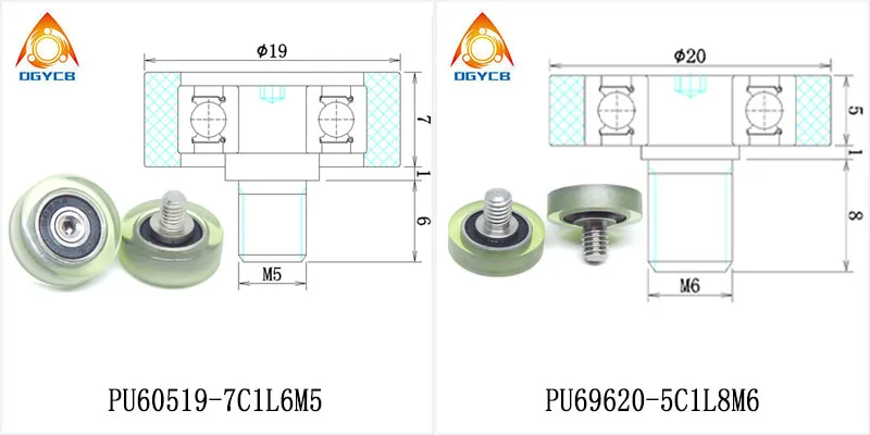 1 Stück PU-Lagerrolle 13 mm PU68413-4C1L8M4 Polyurethan-Flachführungsrolle mit M4-Schraube, 11 mm Durchmesser – Detail 7