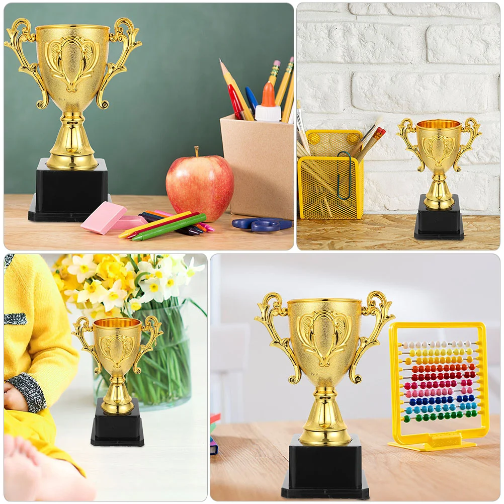 18cm Plastic Trophy Kids Sports Competitions Award Toy with Base for School Kindergarten Champion Cup Medal