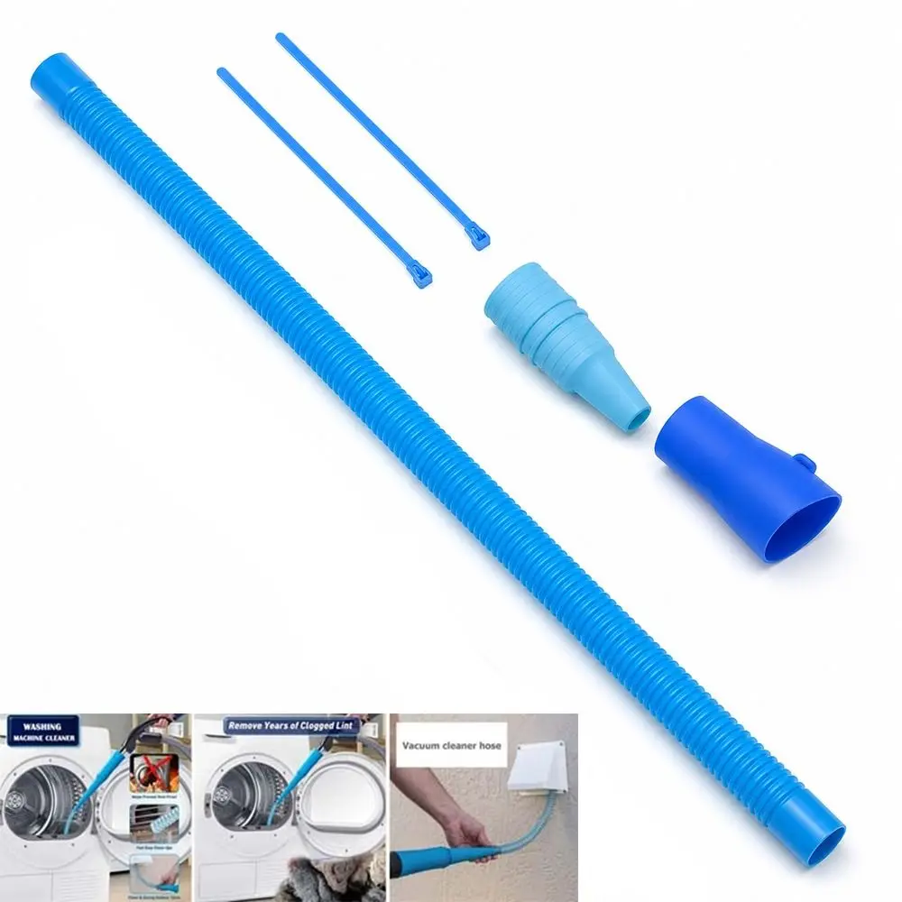 Plastic Dryer Vent Cleaner Kit Blue Long Reach Vacuum Hose Attachment Elastic Connector Cleaning Tools