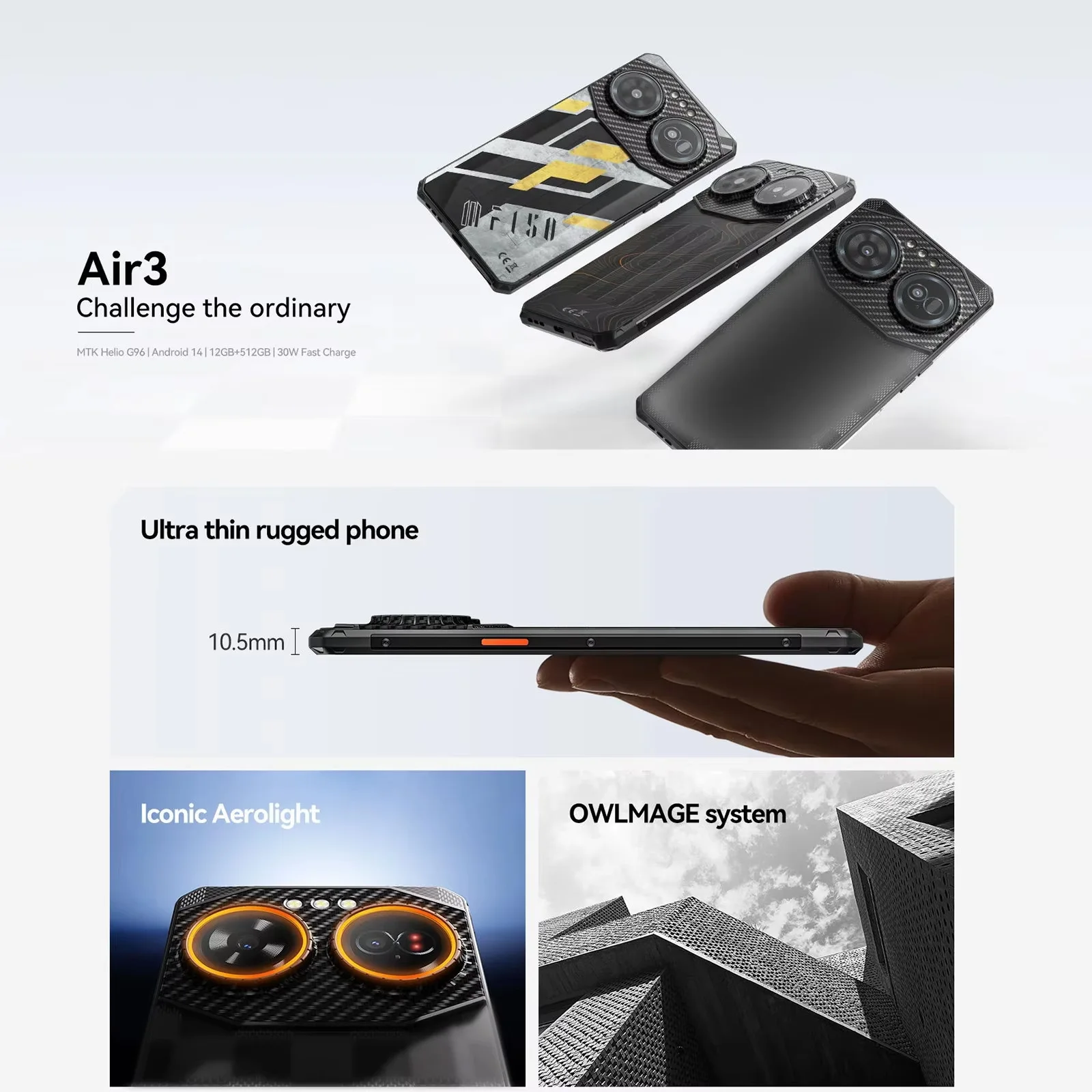 IIIF150 Air3,NFC,12 Гб + 512 Гб,100MP Night Vision Camera,5500 мАч,Android 14,MTK G96,6.6'' Screen,4G глобальная версия