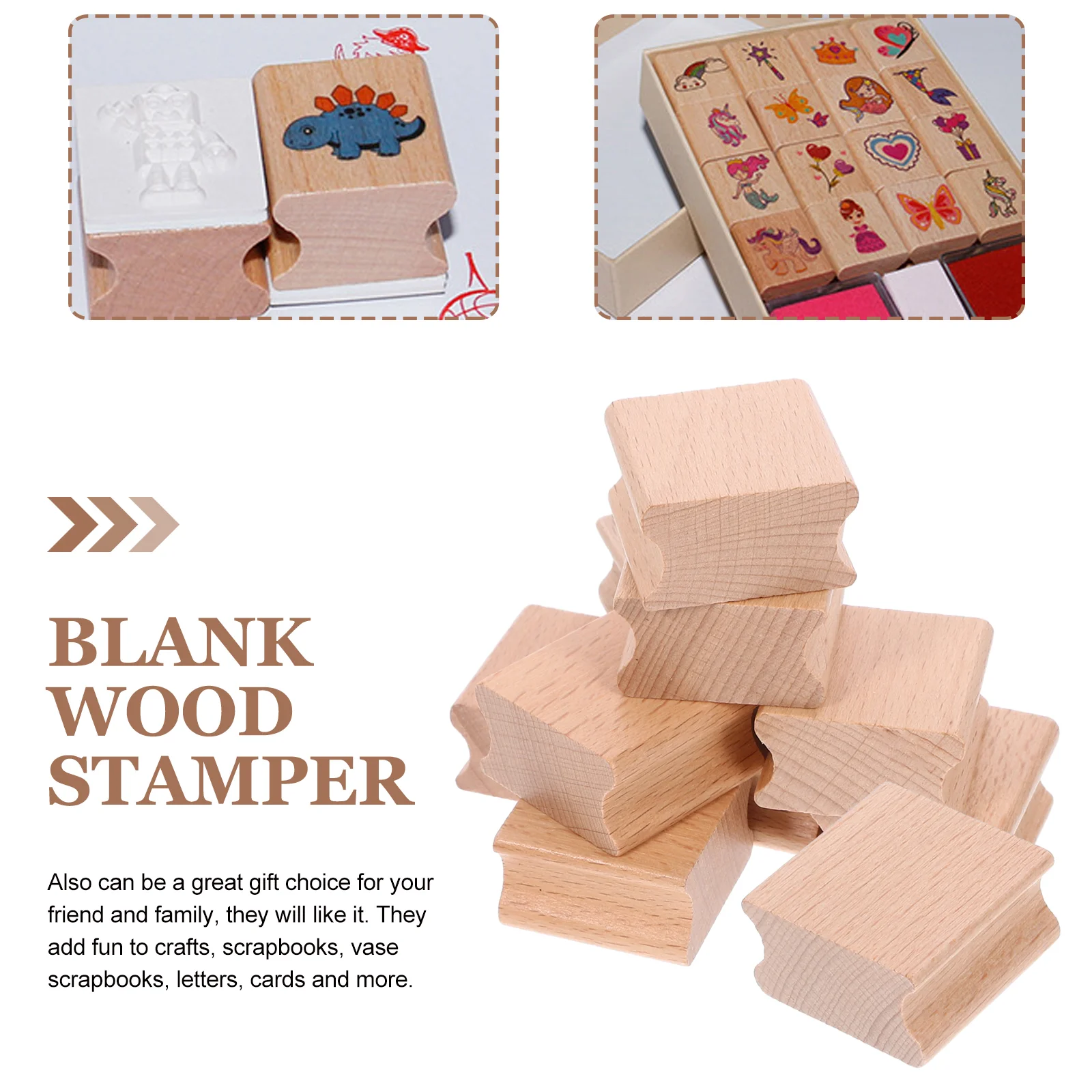 10 Pcs Wooden Seal Blank Cards Stamper Scrapbook DIY Novel Hand Account Craft Tool Self Making Child