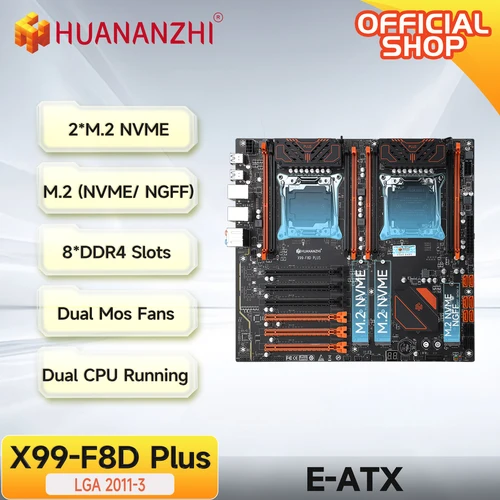 Placa base HUANANZHI X99 F8D PLUS LGA 2011-3 XEON X99 compatible con CPU Dual Intel E5 2640 2666 2670 2696 V3 V4 DDR4 RECC NVME RU