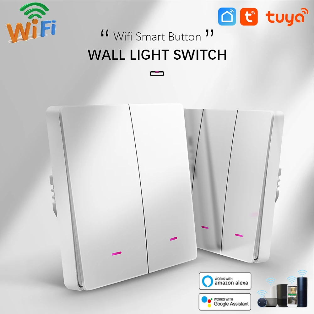 Tuya WiFi Smart Wall Light Switch Neutral Wire Required Multi-control Association In Smart Life App Works With Alexa Google home