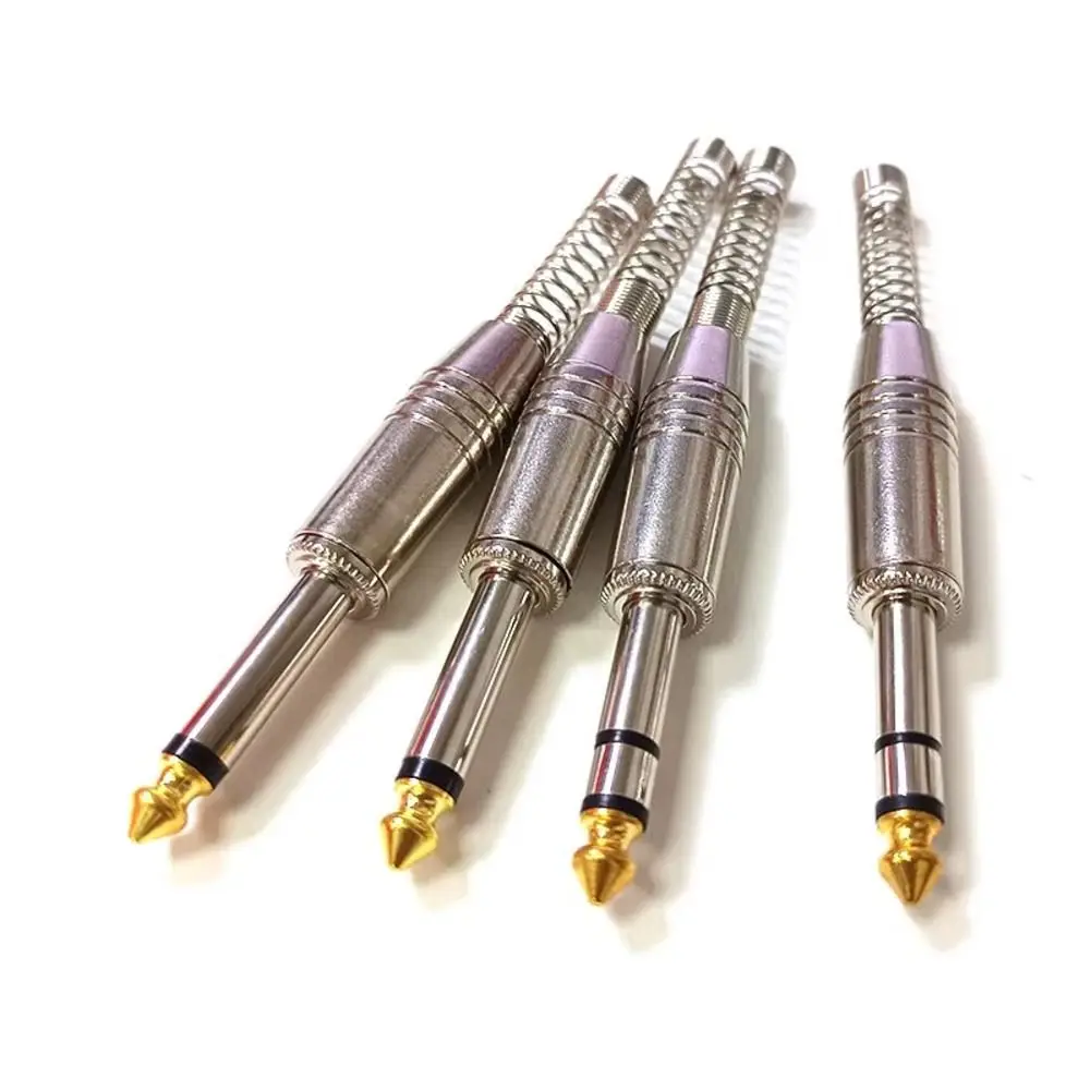 1Pcs 6.35mm Audio Jack Plug Metal 2Pole 3Pole 6.35mm Audio Connector Spring Loaded Solder Connection Mono Stereo Audio Plug