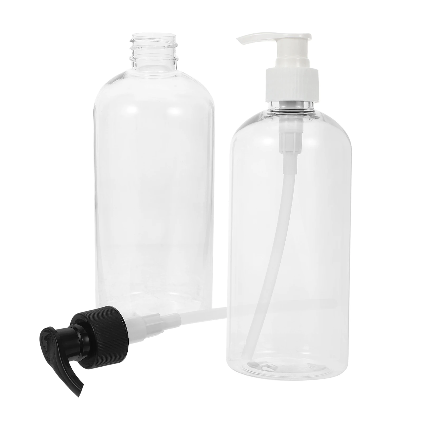 

2Pcs 500ml Pump Bottles Shampoo Dispenser Refillable Clear Round Shoulder Refillable Pump Lotion Bottle Plastic Bottle White