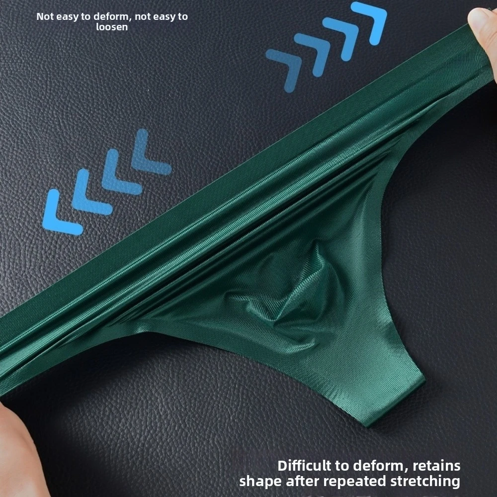 Silky Feel Seamless Ice Silk Briefs Ice Silk Ultra-thin T-Back Panties Low Waist 3D Pouch Underwear Youth Fashion