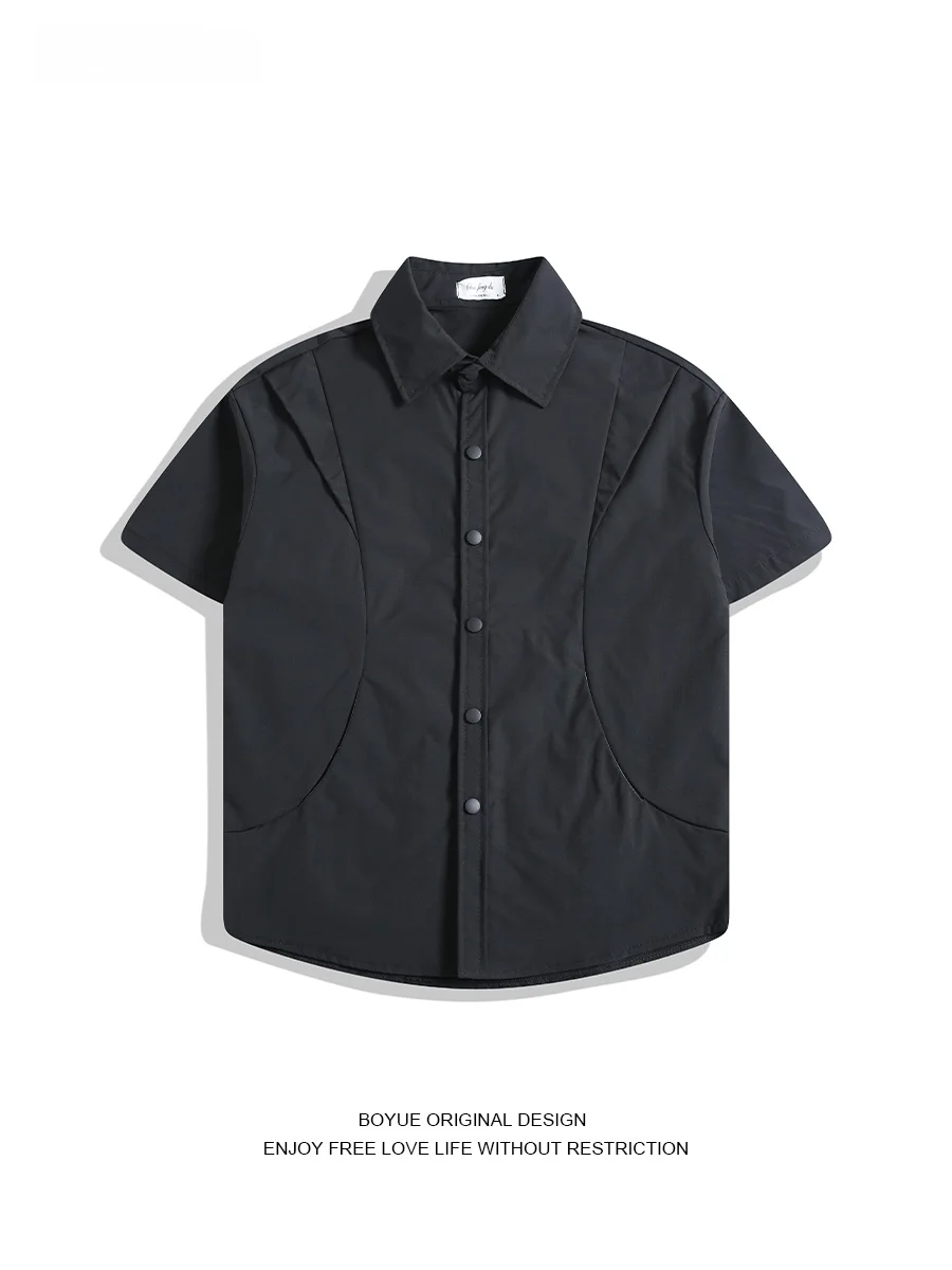 

BOYUE American Sle Haome Workwear ort Sve irt ex Deconstructed Design Functional Trendy Ins irt for Youth