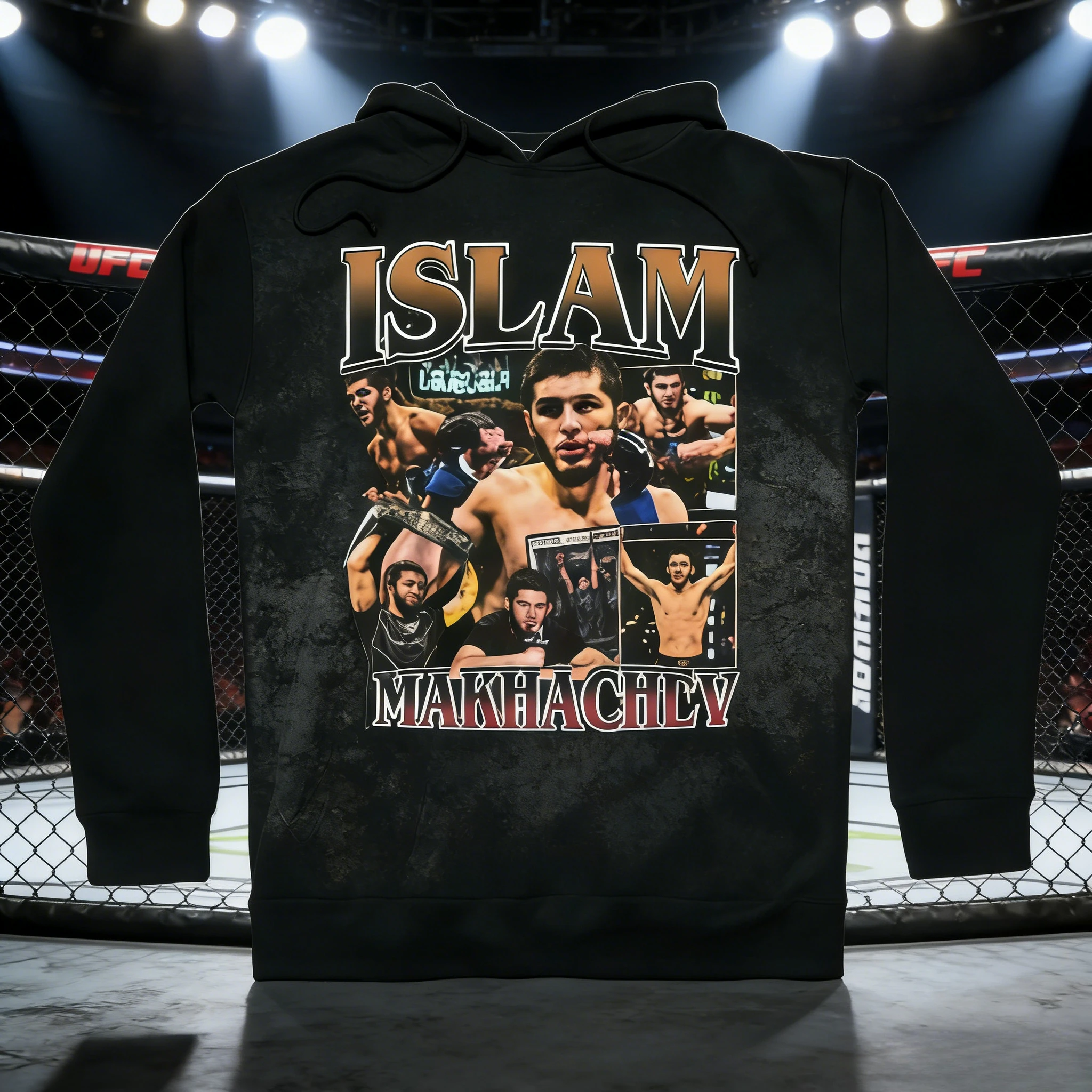 Bluza z kapturem UFC Islam Mahachef, motyw 2026 jesień/zima, 100% bawełna, luźny krój, nadruk, uniwersalna dla kobiet i mężczyzn.