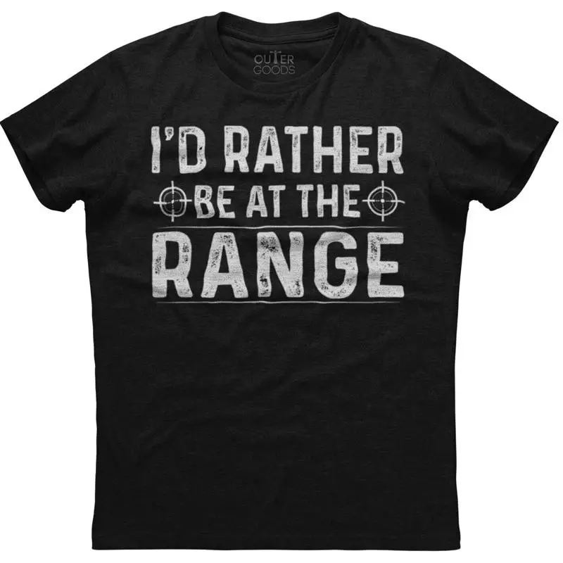 

Мужская хлопковая черная футболка I'd Rather Be At The Range Enthusiast Gun