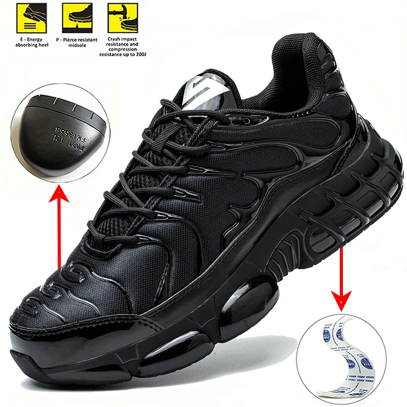 

Мужские легкие рабочие ботинки со стальным носком — дышащие защитные кроссовки для наружного строительства | Обувь против ударов и проколов