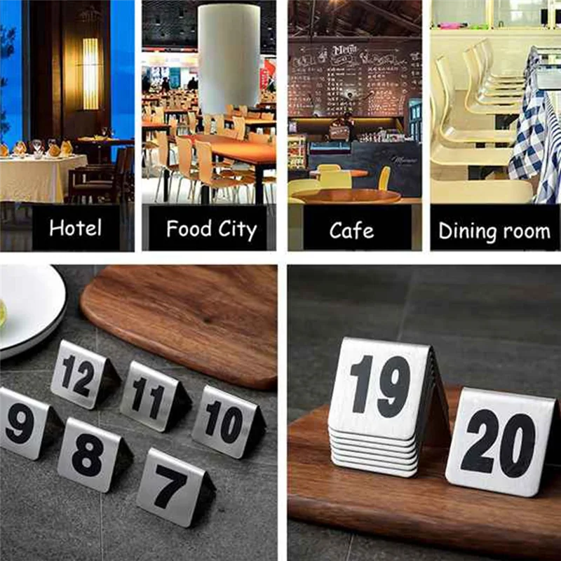 

ABPR-25PCS Restaurant Bar Place Table Marker Tabletop Number Sign Stackable Table Number Cards Double-Side Black Number Table