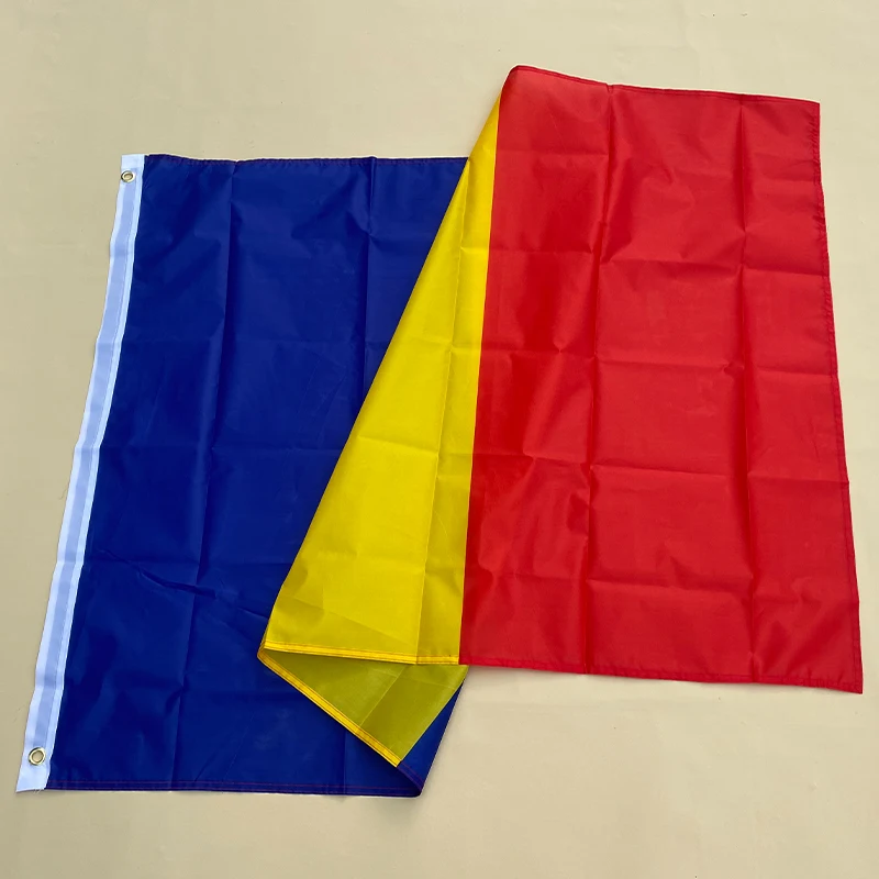 EOODLOVE FLAG Romanian Flag 90 * 150cm Hanging Blue Yellow Red Romanian Polyester Standard Decorative Flag