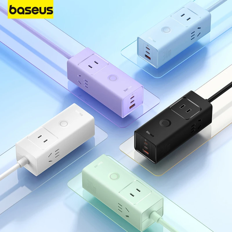 Baseus GaN 20W/30W Charger Gallium Nitride Fast Charging 6in1 Usb Typec PD 1.5m Extension Socket Quick Charge for iPhone Huawei