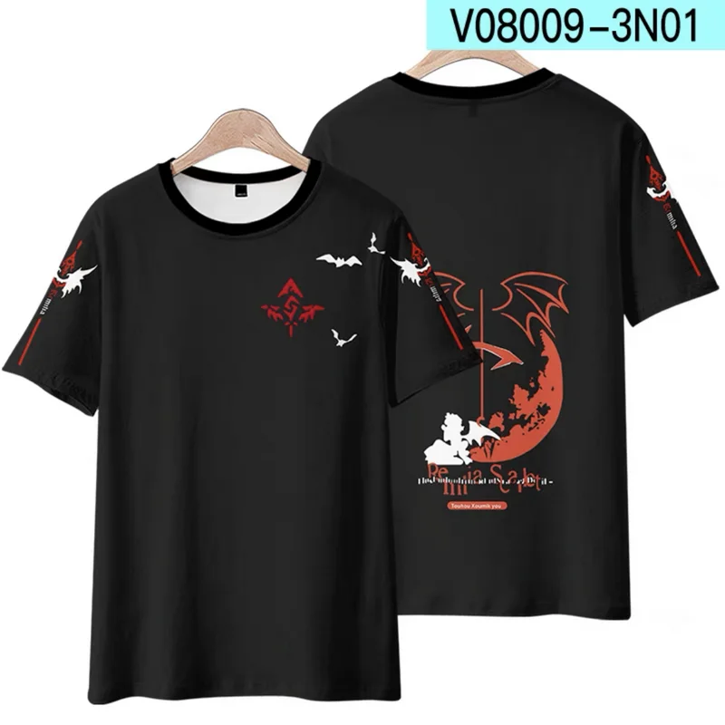 TouHou Project-Camiseta con estampado 3D, camisa con cuello redondo, Kimono de manga corta, juego Popular, ropa de calle de Anime, talla grande