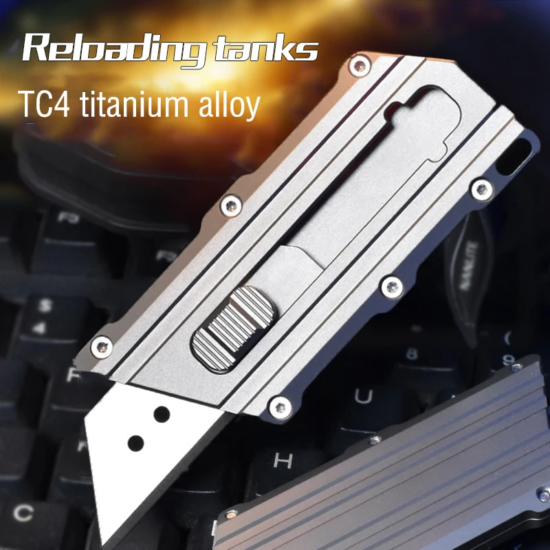 titanium alloy utility knife outdoor camping paper cutter express box cutter abridor de garrafas ferramenta edc microtechnology tc4 01