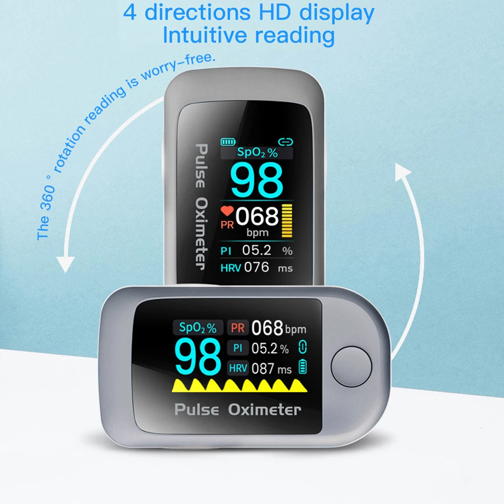 Bluetooth blood oxygen monitor, fingertip pulse, HRV heart rate saturation blood oxygen meter, medical finger blood oxygen meter