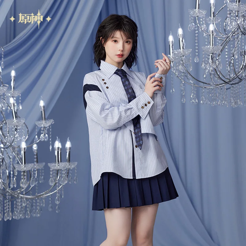 

Официальная предзаказная рубашка Genshin Impact Фурина унисекс в полоску, повседневная, модная, с длинным рукавом, для косплея