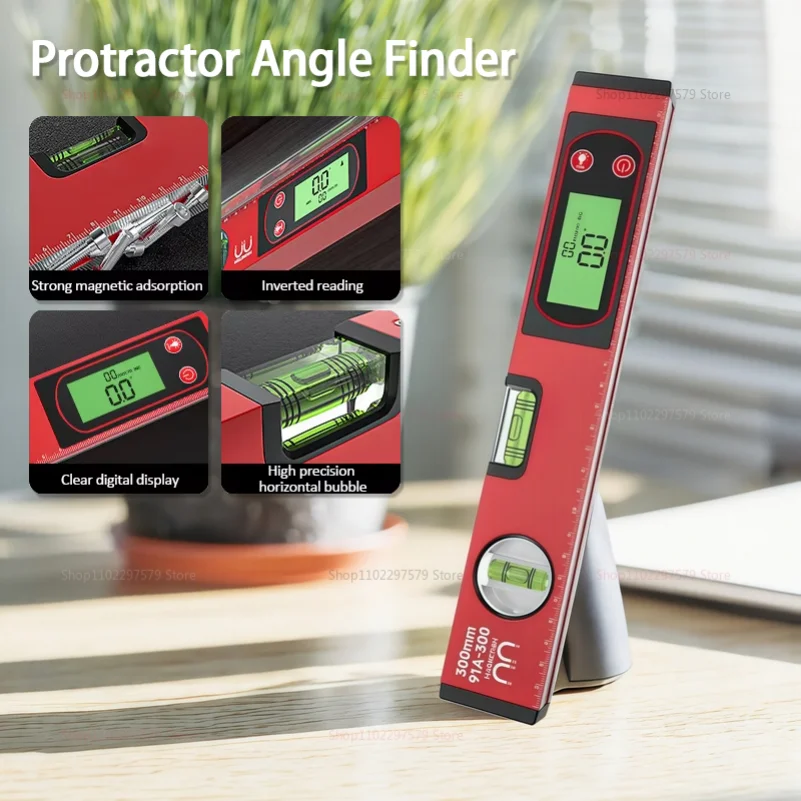 Protractor Angle Finder Inclinometer Spirit level Bubble Magnetic Electric Level Electronic Inclinometer Ruler with LED