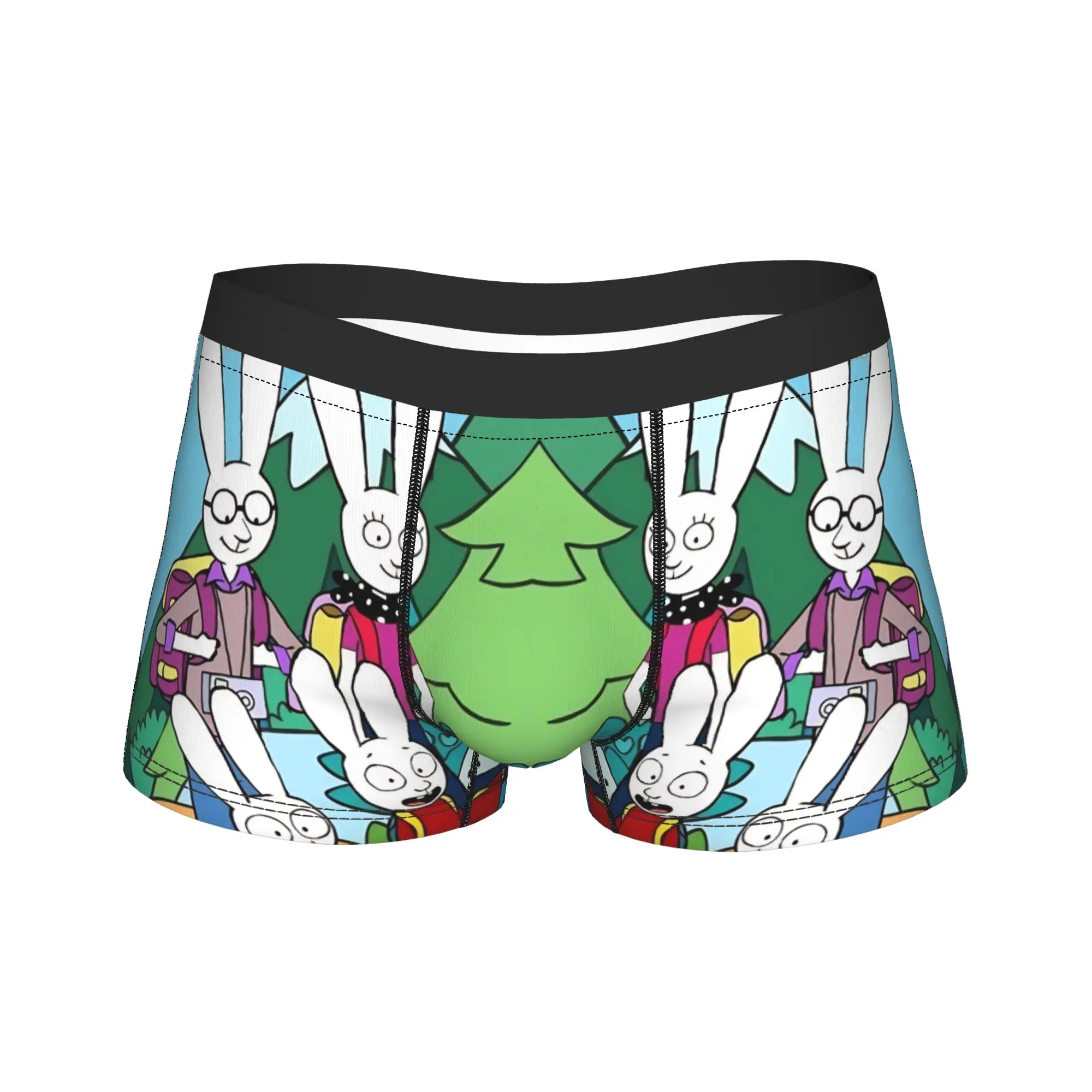 Simons Rabbit Men Underwear French Cartoon Boxer Briefs Shorts Panties Sexy Soft Underpants for Homme S-XXL