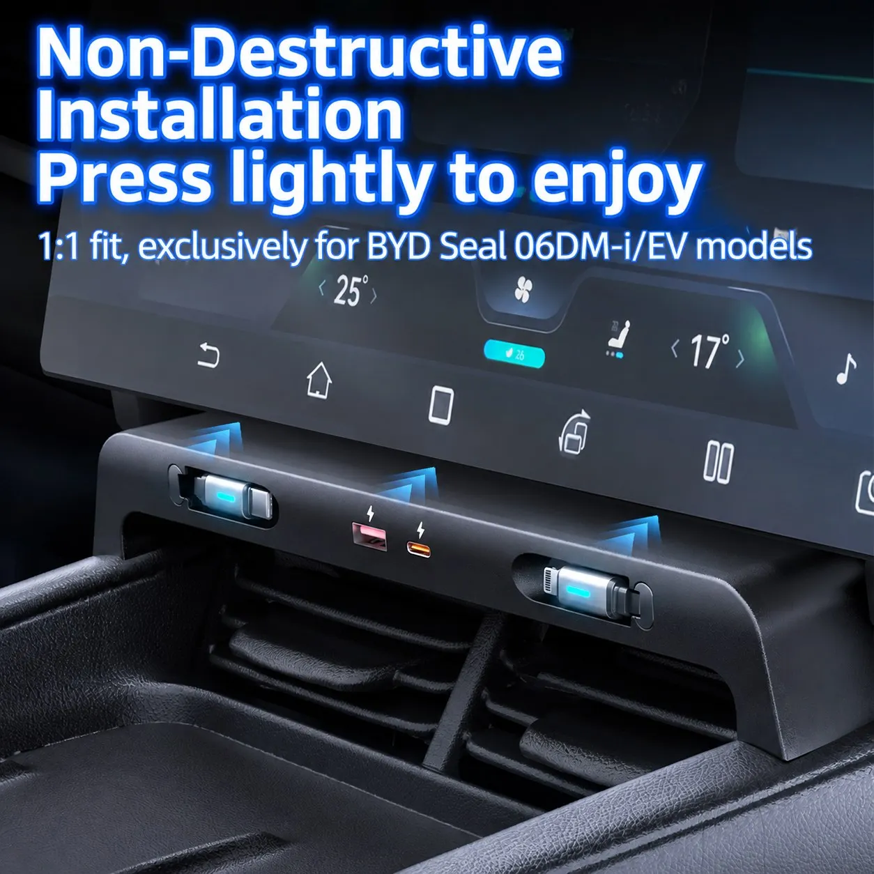 For BYD Seal 6 DM-i/EV 2024-2026 Car Charger Interior Upgrade Accessories Mobile Phone Super Fast Charging Docking Station