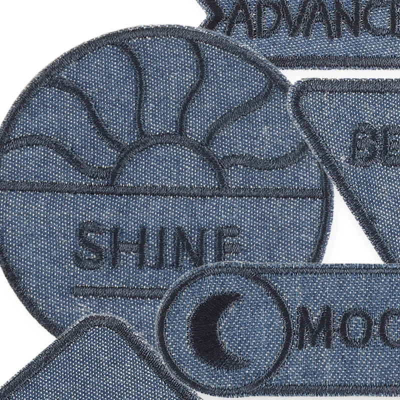 8 Stück selbstklebende Denim-Reparatur-Aufnäher zum Aufbügeln, bestickte Buchstaben-Patches zum Nähen auf Kleidung, Jacken, Aufkleber, DIY, blaue Applikationen, Set – Detail 3