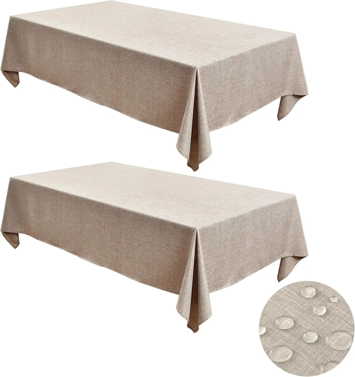 

Faux Linen Tablecloths for Rectangle Tables: Water & Stain Resistant Farmhouse Table Cloth, Washable Burlap Textured Table C