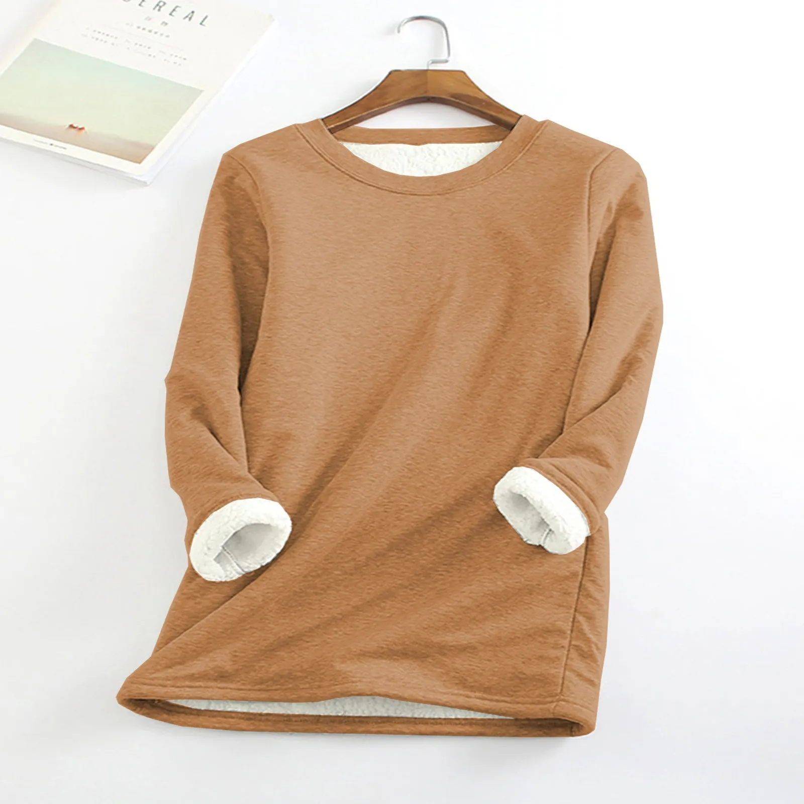 Women‘s NEW Casual Cotton Round Neck Solid Sweatshirt Underwear Plus Size Thermal Shirt Thin Tops Women\'s Undershirt